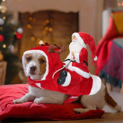 Santa Dog Costume Christmas Pet Clothes Santa Claus Riding Pet Costumes Party Dressing Up Dogs Cats Outfit For Small Medium Dogs Cats