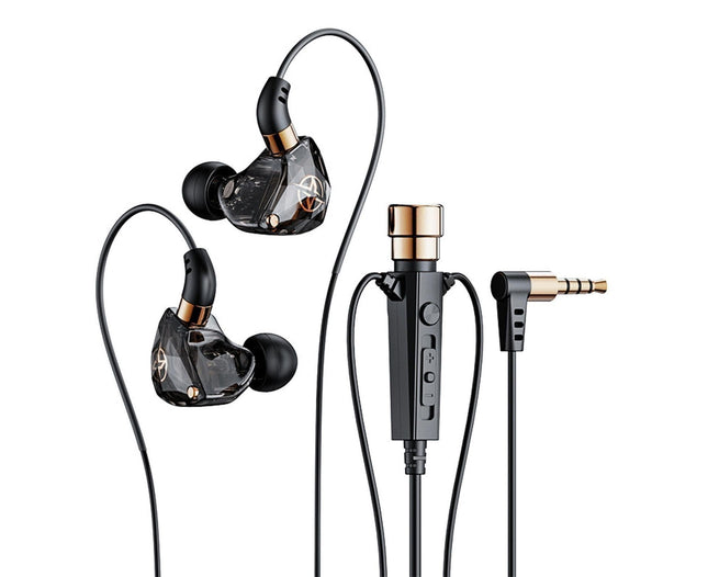 Wired Earphone Noise Reduction 3.5mm for Gaming/Karaoke-Black V1263-JX-186