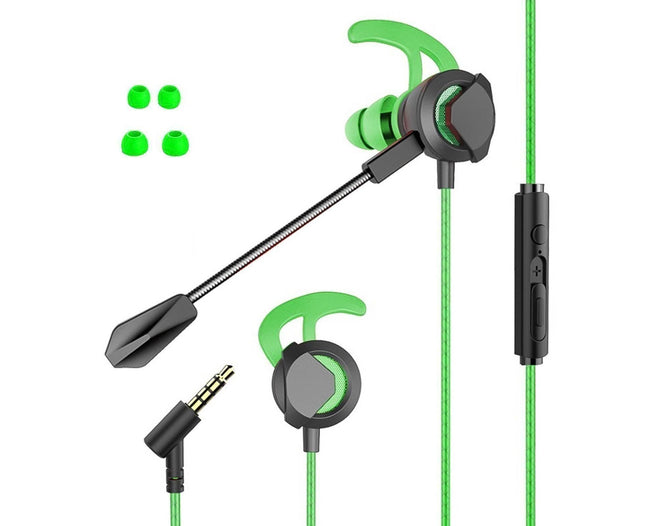 1Set Earbuds Earphone with Mic Universal In-ear Wired Sports Headsets for Game-Green V1263-JX-187