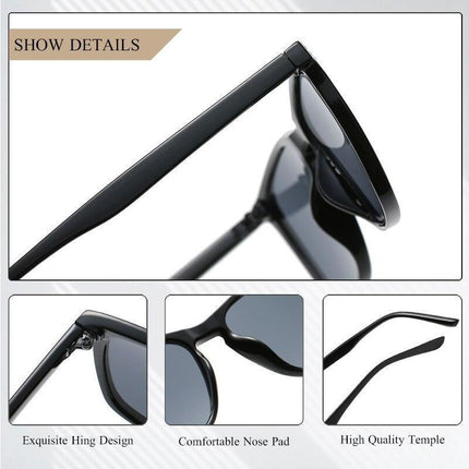 Retro Sunglasses Women Men Fashion Square Sun Glasses Ladies Luxury Brand Female  Male UV400 - Bright Black