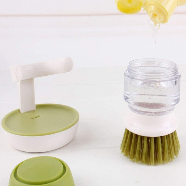 Palm Brush Upgraded dish Brush Kitchen Soap Dispensing Brush With Storage Stand Dishes Mini Soap – product detail