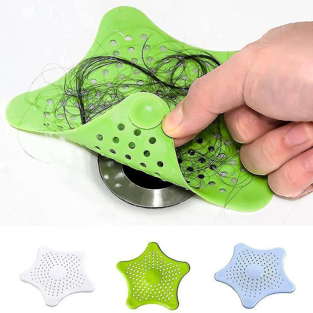 2pcs Sink Filter Mesh Home Kitchen Bathroom Sewer Filter Anti-blocking Garbage Pentagram Suction Plastic