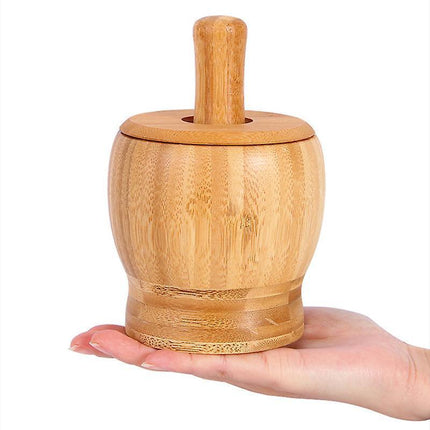 Bamboo Mortar And Pestle Grinder Pestle-set Grinding-bowl Garlic Press Ginger Crusher Herb Spice Masher Kitchen Tool