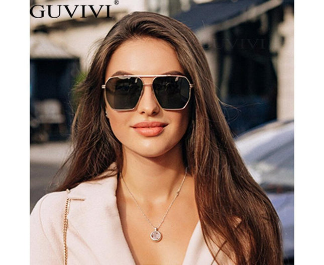 Retro Oversized Square Polarized Sunglasses for Women Men Vintage Double Bridge Shades UV400 Classic Large – product detail