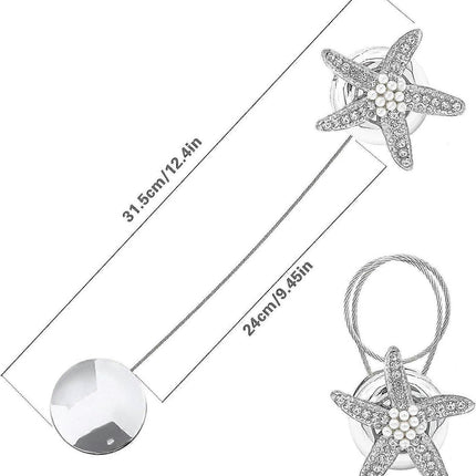 Set of 2 crystal hangers with silver padlocks for curtain buckles
