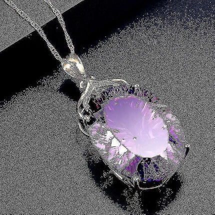 Amethyst Pendant European And American Creative Shape Amethyst Pendant Micro-set 14k Gold Crystal Necklace