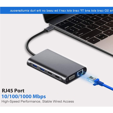 Type-c Docking Station 11 In One with Hdmi Network Card Multi-in-one Converter Usb Hub Expansion Dock for MacBook - Grey