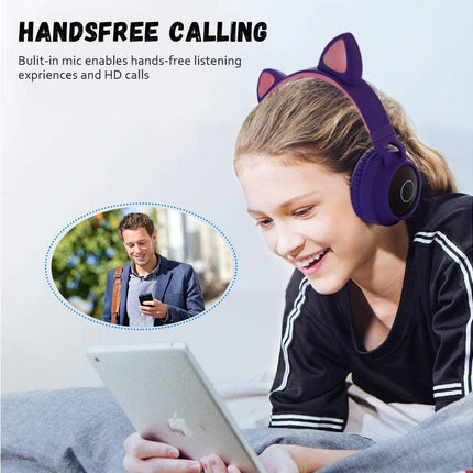 babies Bluetooth Cat Ear Headphones Foldable Stereo Wireless Headphones