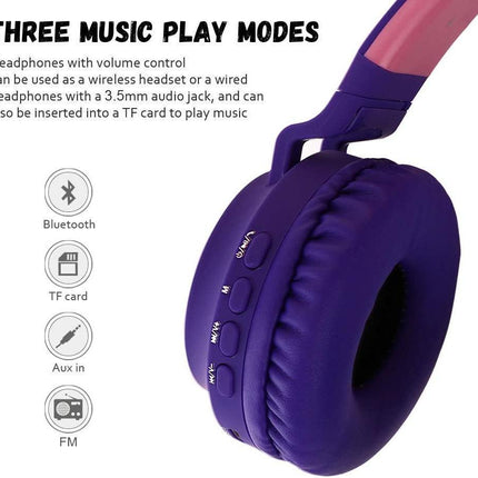 babies Bluetooth Cat Ear Headphones Foldable Stereo Wireless Headphones