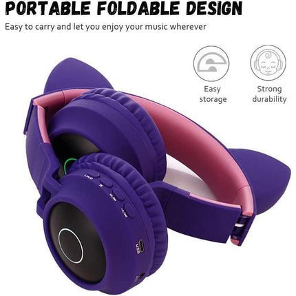 babies Bluetooth Cat Ear Headphones Foldable Stereo Wireless Headphones