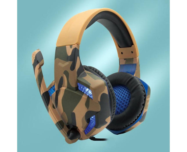 Wired Luminous Camouflage Gaming Headphone Headset for Computer Gameellow ABS – product detail