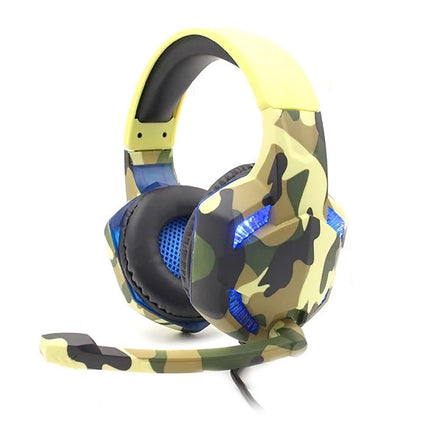 Wired Luminous Camouflage Gaming Headphone Headset for Computer Gameellow ABS