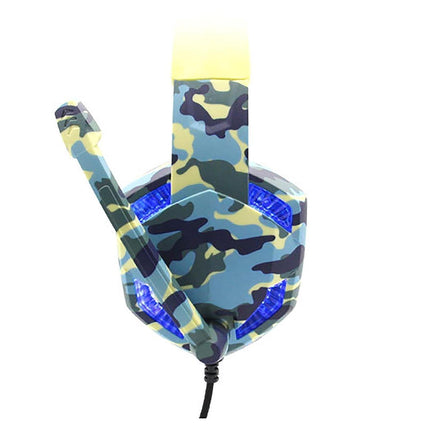 Wired Luminous Camouflage Gaming Headphone Headset for Computer Gameellow ABS