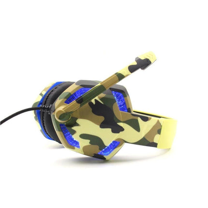 Wired Luminous Camouflage Gaming Headphone Headset for Computer Gameellow ABS