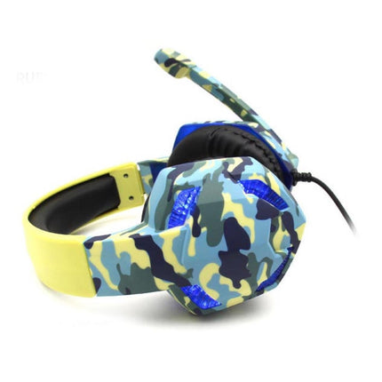 Wired Luminous Camouflage Gaming Headphone Headset for Computer Gameellow ABS