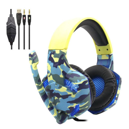 Wired Luminous Camouflage Gaming Headphone Headset for Computer Gameellow ABS