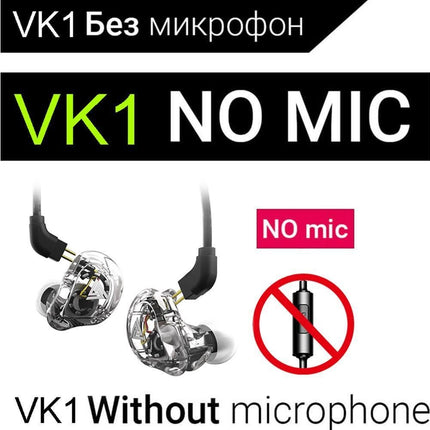 QKZ VK1 Wired In-Ear Earphones Bass HiFi Earbuds Sports Headphones with Mic-Transparent White