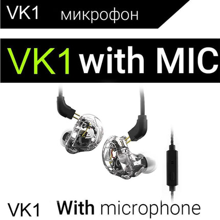 QKZ VK1 Wired In-Ear Earphones Bass HiFi Earbuds Sports Headphones with Mic-Transparent White