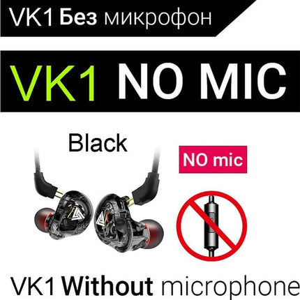 QKZ VK1 Wired In-Ear Earphones Bass HiFi Earbuds Sports Headphones with Mic-Transparent White