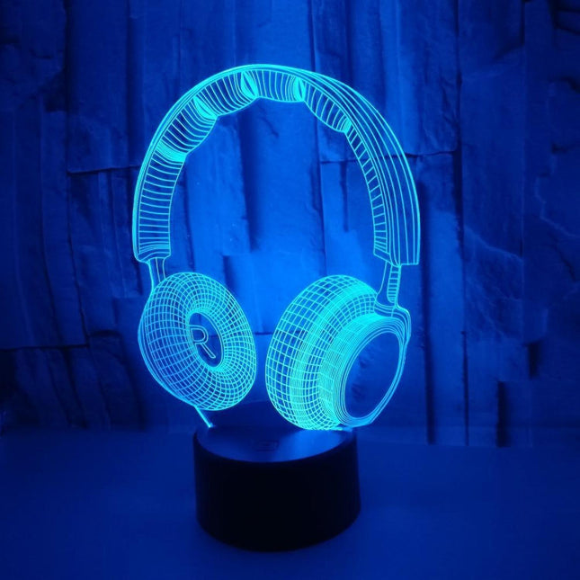 3D Illusion Headphone Headset Night Light 7 Colors V1263-JX-2247