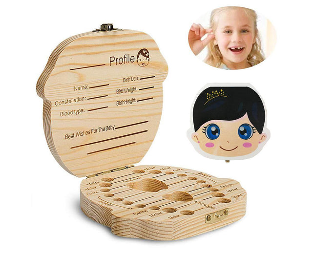 Babies Tooth Box Keepsake For Girls Wooden Tooth Storage And Saver Box For Lost Teeth girl V1263-JX-2294