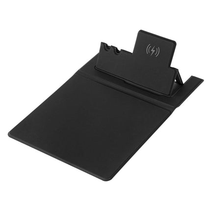 1 Set Wireless Charger Pad 15 W Delicate Texture Pen Storage Fast Induction with Mouse Pad QI Standard Folding Multifunctional Wireless Charger - Black
