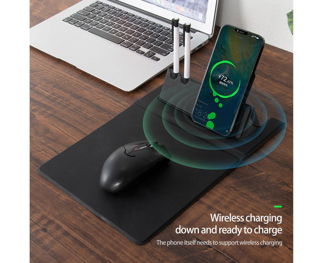 1 Set Wireless Charger Pad 15 W Delicate Texture Pen Storage Fast Induction with Mouse – product detail