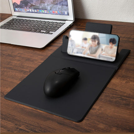 1 Set Wireless Charger Pad 15 W Delicate Texture Pen Storage Fast Induction with Mouse Pad QI Standard Folding Multifunctional Wireless Charger - Black