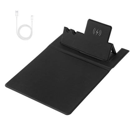 1 Set Wireless Charger Pad 15 W Delicate Texture Pen Storage Fast Induction with Mouse Pad QI Standard Folding Multifunctional Wireless Charger - Black