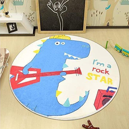 Babies Room Carpet 91cm Round Dinosaur Carpet Cute Bedroom Rug Boys Room Decor Non Slip Babies Rug Babies Play Mat