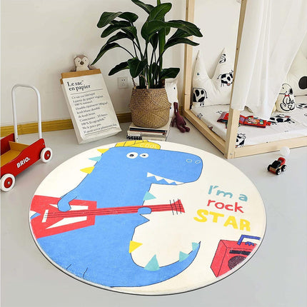 Babies Room Carpet 91cm Round Dinosaur Carpet Cute Bedroom Rug Boys Room Decor Non Slip Babies Rug Babies Play Mat