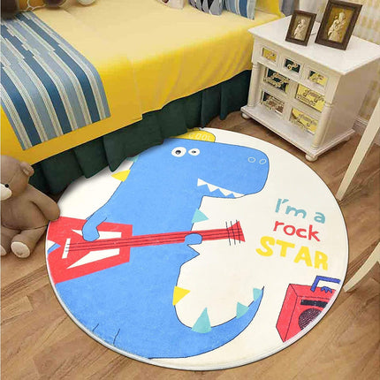 Babies Room Carpet 91cm Round Dinosaur Carpet Cute Bedroom Rug Boys Room Decor Non Slip Babies Rug Babies Play Mat