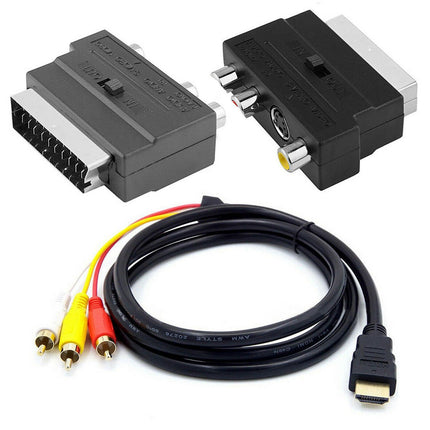3 Input Ports 1.5M HDMI-compatible Male to 3 RCA Scart Audio Video Converter Adapter Cable - Black