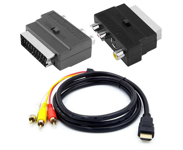 3 Input Ports 1.5M HDMI-compatible Male to 3 RCA Scart Audio Video Converter Adapter Cable – product detail