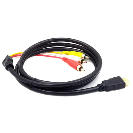 3 Input Ports 1.5M HDMI-compatible Male to 3 RCA Scart Audio Video Converter Adapter Cable - Black