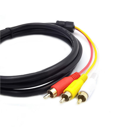 3 Input Ports 1.5M HDMI-compatible Male to 3 RCA Scart Audio Video Converter Adapter Cable - Black
