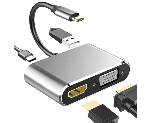 4 in 1 USB Type-C to HDMI-compatible VGA Card Reader Ports Hub Adapter for MacBook Pro