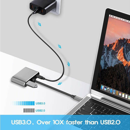 4 in 1 USB Type-C to  HDMI-compatible VGA Card Reader Ports Hub Adapter for MacBook Pro - Black