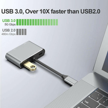 4 in 1 USB Type-C to  HDMI-compatible VGA Card Reader Ports Hub Adapter for MacBook Pro - Black