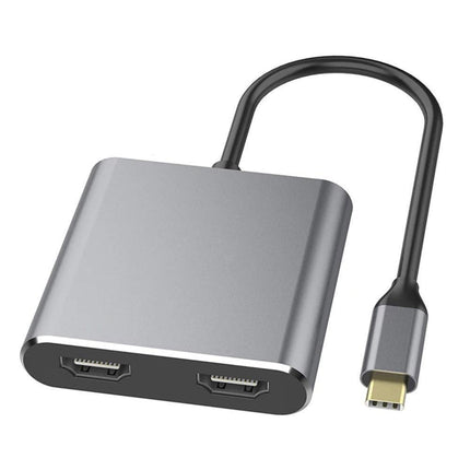 4 in1 Type C to Dual HDMI-compatible USB 3.0 4K Display Adapter Converter for MacBook Pro - Grey