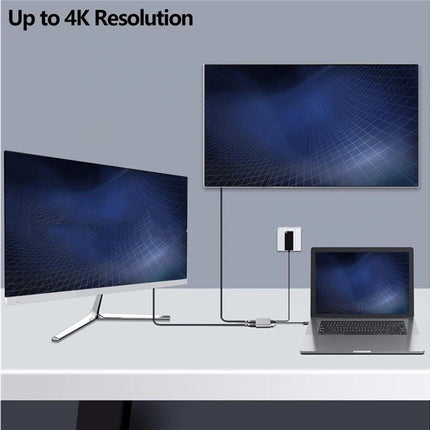 4 in1 Type C to Dual HDMI-compatible USB 3.0 4K Display Adapter Converter for MacBook Pro - Grey