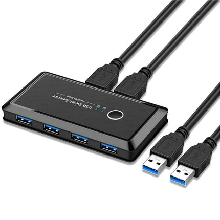4 USB 2.0 Output Port Computer Sharing Hub Switcher Selector for Mac Chrome OS - Black
