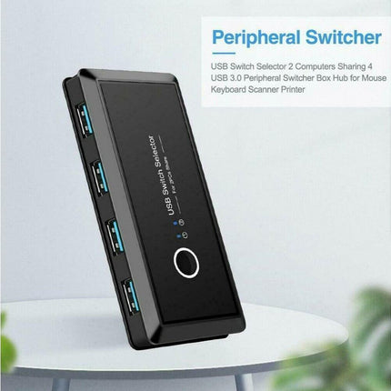 4 USB 2.0 Output Port Computer Sharing Hub Switcher Selector for Mac Chrome OS - Black