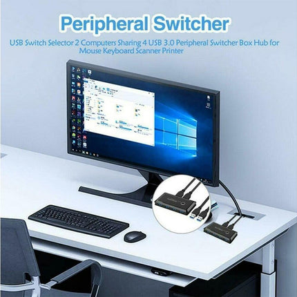 4 USB 2.0 Output Port Computer Sharing Hub Switcher Selector for Mac Chrome OS - Black