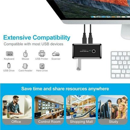 4 USB 2.0 Output Port Computer Sharing Hub Switcher Selector for Mac Chrome OS - Black