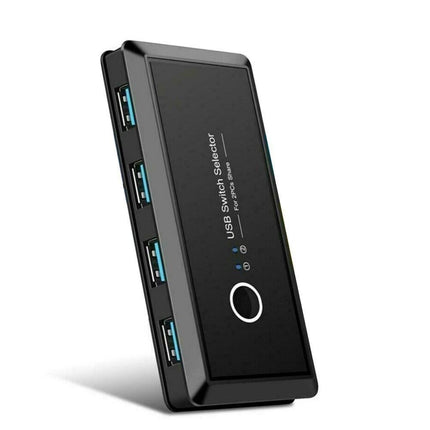4 USB 2.0 Output Port Computer Sharing Hub Switcher Selector for Mac Chrome OS - Black