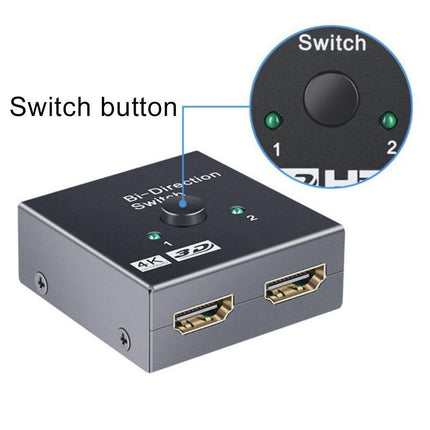 4K HDMI-compatible Dual Multiport Adapter with 2 LED Display Indicators Devices Switcher - Black