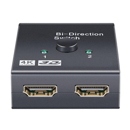 4K HDMI-compatible Dual Multiport Adapter with 2 LED Display Indicators Devices Switcher - Black