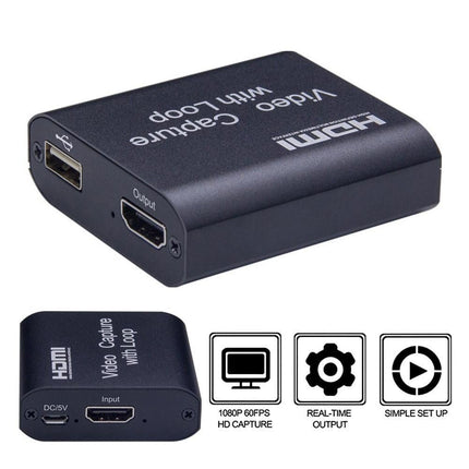 4K HDMI-compatible to USB2.0 High Clarity 1080P Video Capture Card Dongle for Game Live Streaming - Black