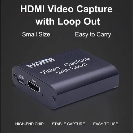 4K HDMI-compatible to USB2.0 High Clarity 1080P Video Capture Card Dongle for Game Live Streaming - Black
